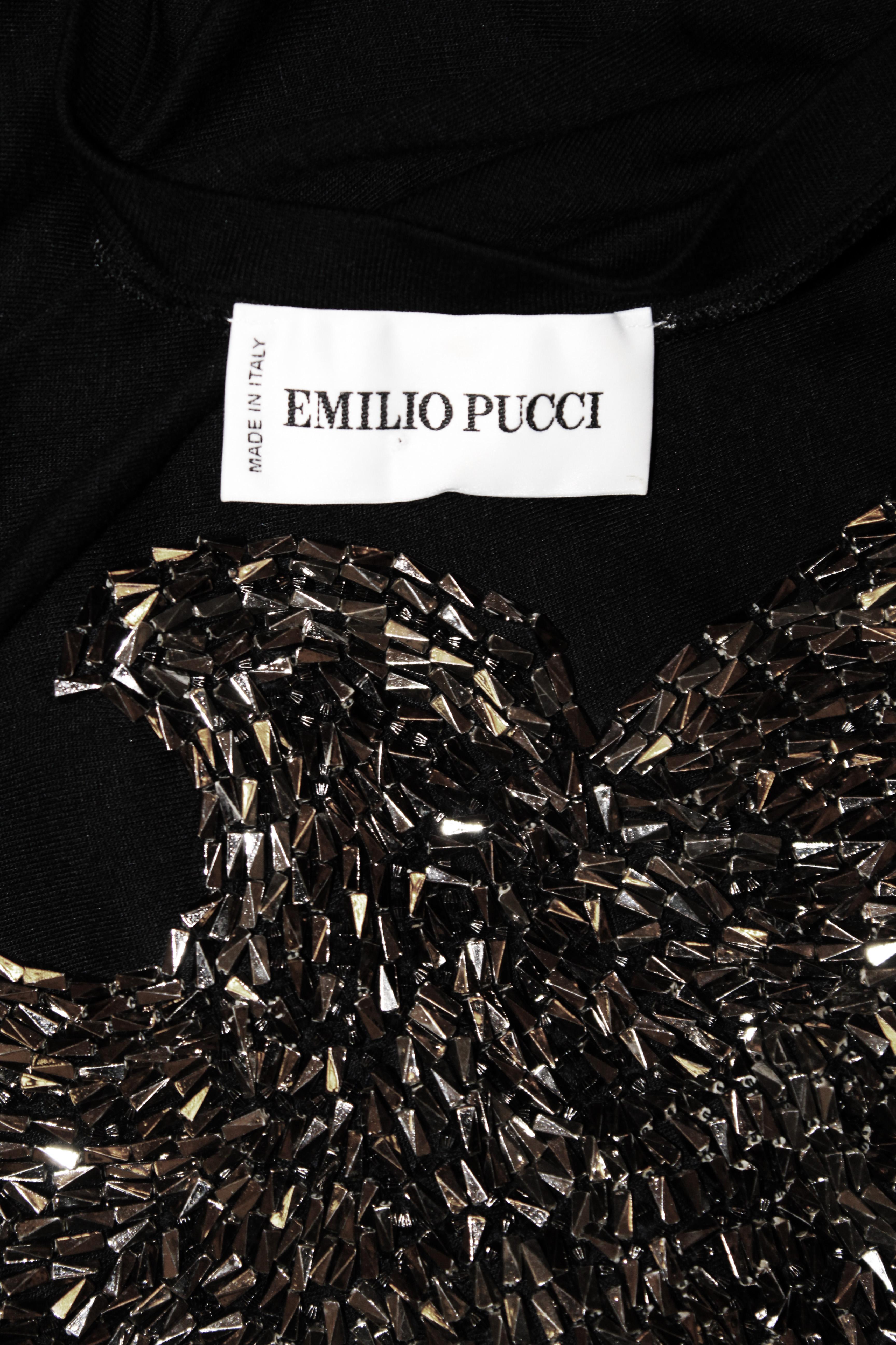 Emilio Pucci Black Silver Tone Metal Studs Eagle Design Top For Sale 1