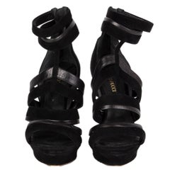EMILIO PUCCI black suede & leather PLATFORM GLADIATOR Sandals Shoes 39