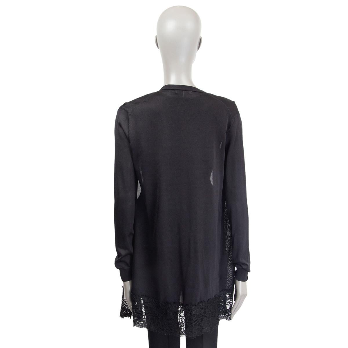 EMILIO PUCCI black viscose LACE HEM Twinset Sweater S In Excellent Condition For Sale In Zürich, CH