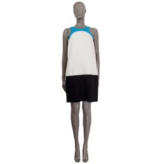 EMILIO PUCCI black white blue wool 2012 COLORBLOCK RACERBACK Dress 46 XL