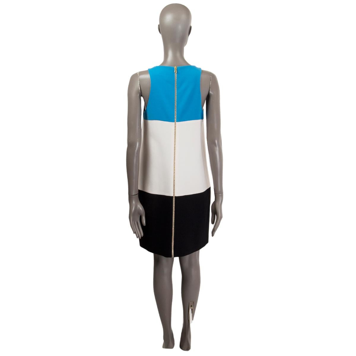 EMILIO PUCCI black white blue wool 2012 COLORBLOCK RACERBACK Dress 46 XL In Excellent Condition For Sale In Zürich, CH