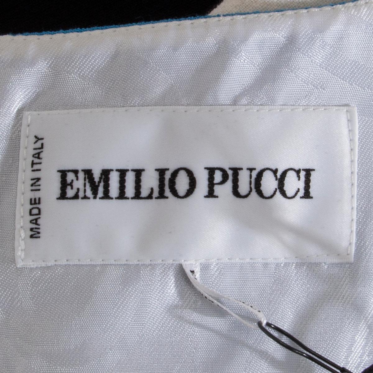 EMILIO PUCCI black white blue wool 2012 COLORBLOCK RACERBACK Dress 46 XL For Sale 1