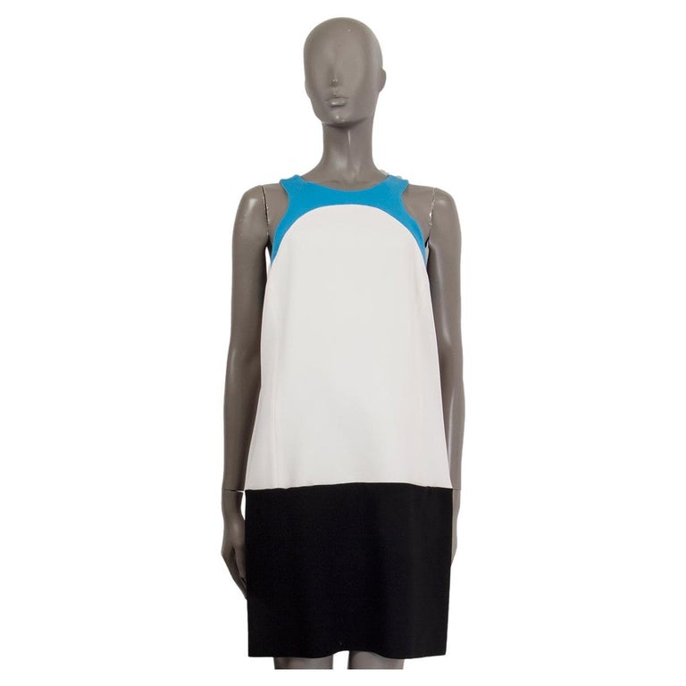 EMILIO PUCCI black white blue wool 2012 COLORBLOCK RACERBACK Dress 46 XL  For Sale at 1stDibs