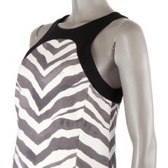EMILIO PUCCI black white grey wool 2012 ZEBRA RACERBACK Dress 42 M