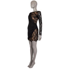 EMILIO PUCCI black wool JERSEY & LACE MINI Dress 40 S