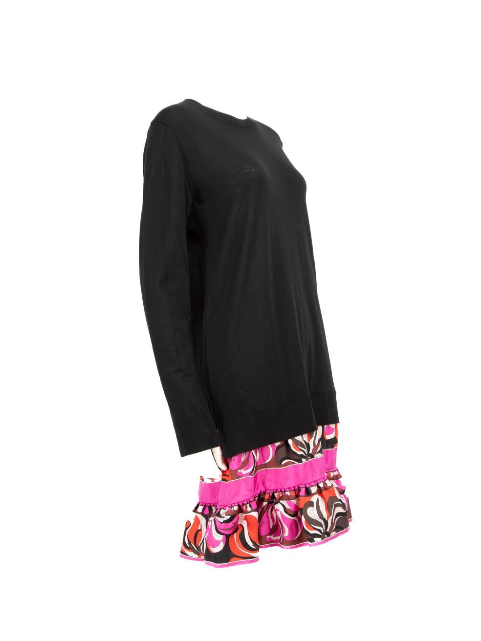 CONDITION is Good. Minor wear to dress is evident. Light marks along underarm areas and internal front hemline. There is a pull to the weave seen along the front hemline on this used Emilio Pucci designer resale item.
 
 Details
 
 
 Black
 
 Wool
