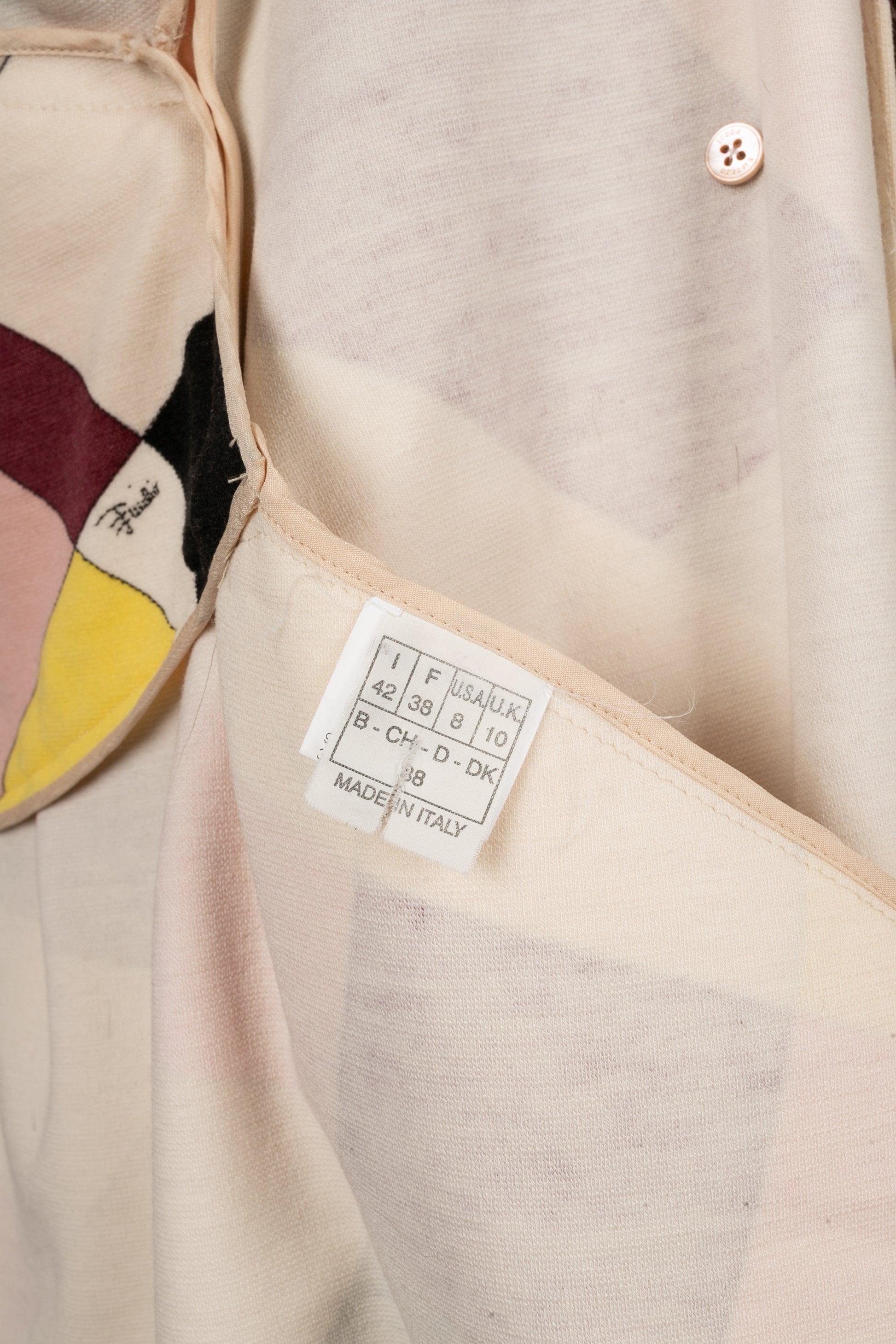 Emilio Pucci Blended Wool Coat with Multicolored Patterns For Sale 5