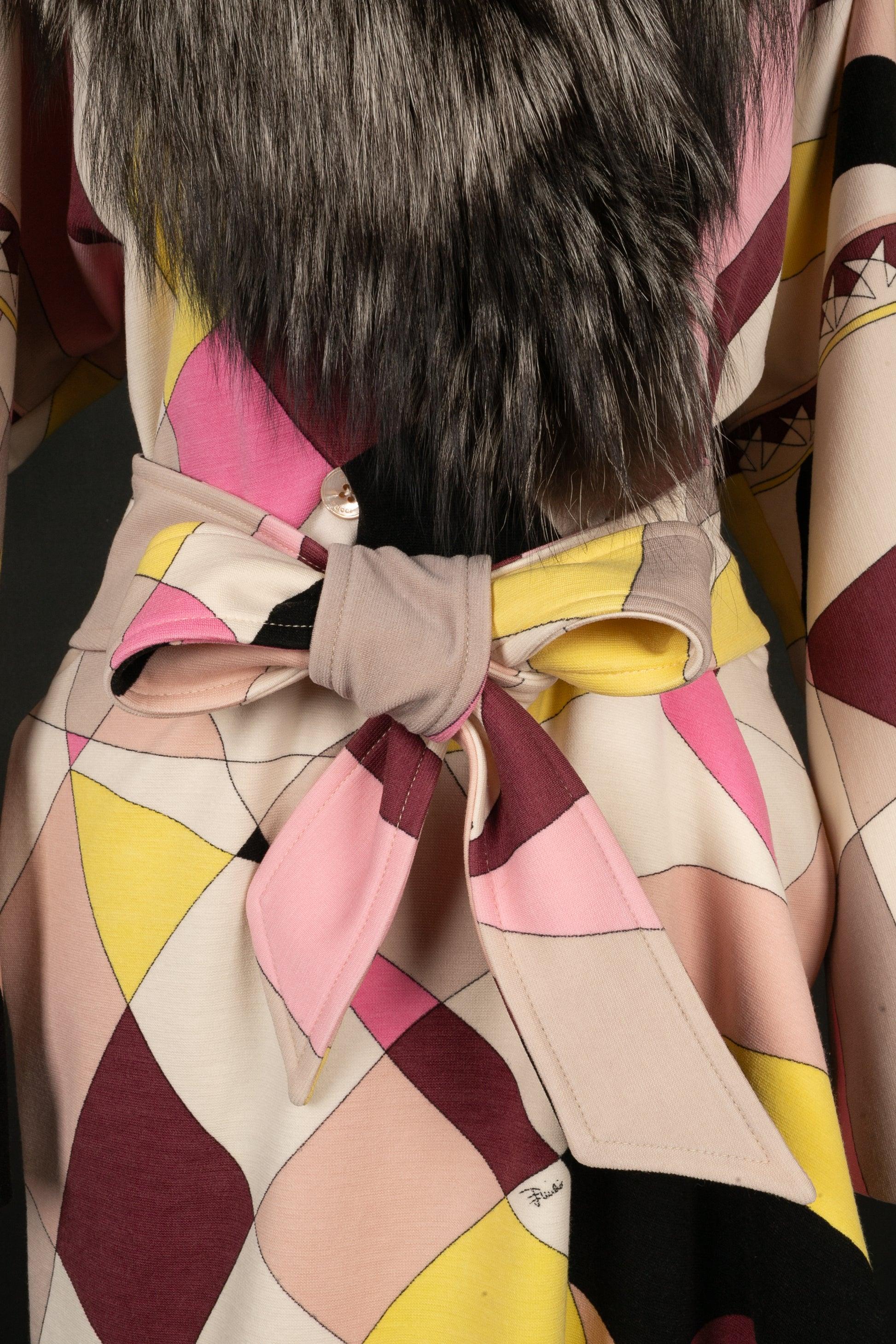 Emilio Pucci Blended Wool Coat with Multicolored Patterns For Sale 4