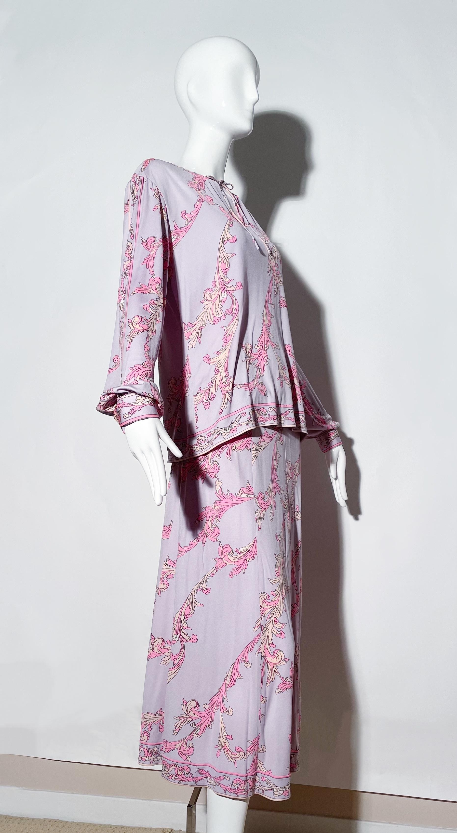 Gray Emilio Pucci Blouse and Skirt Set  For Sale