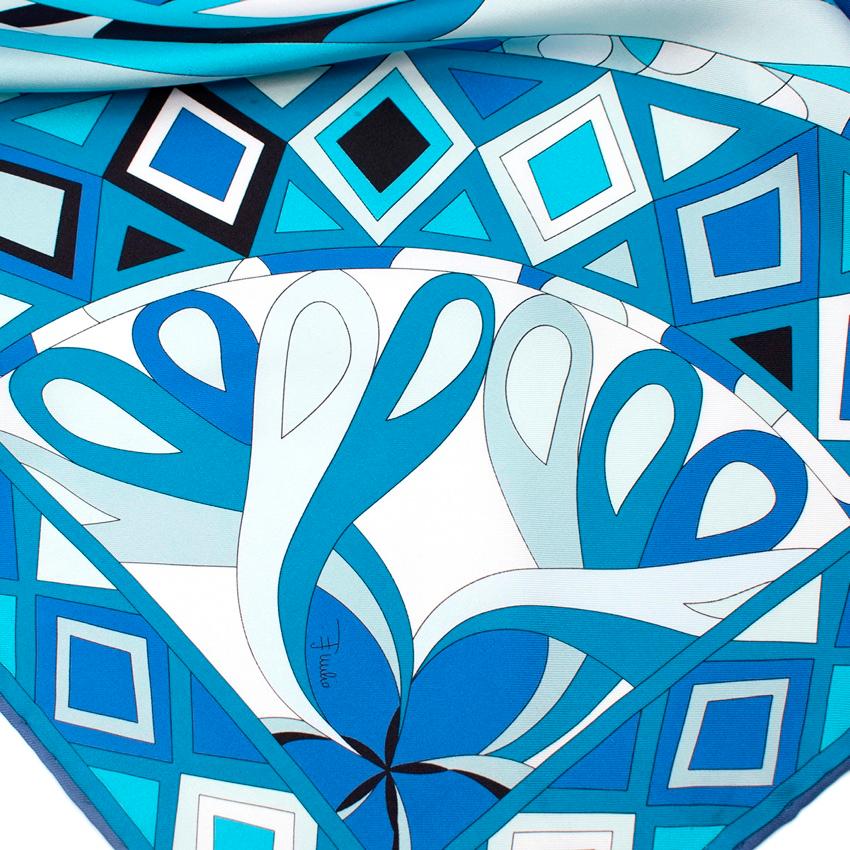 Emilio Pucci Blue Abstract-Print Silk Scarf In Excellent Condition For Sale In London, GB