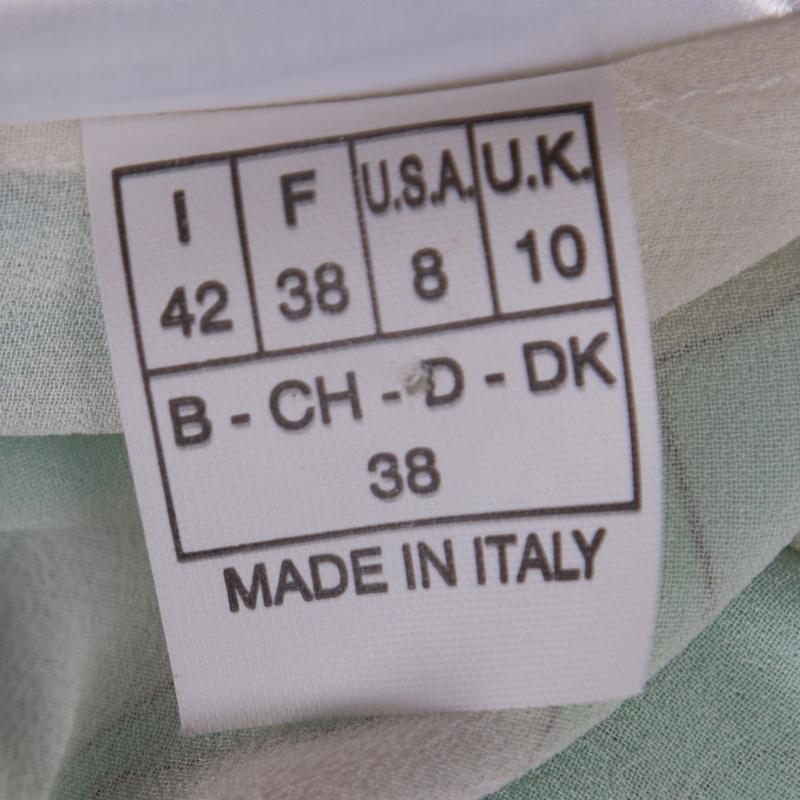 Women's Emilio Pucci Blue and White Embellished Silk Cutout Back Detail Maxi Dress M