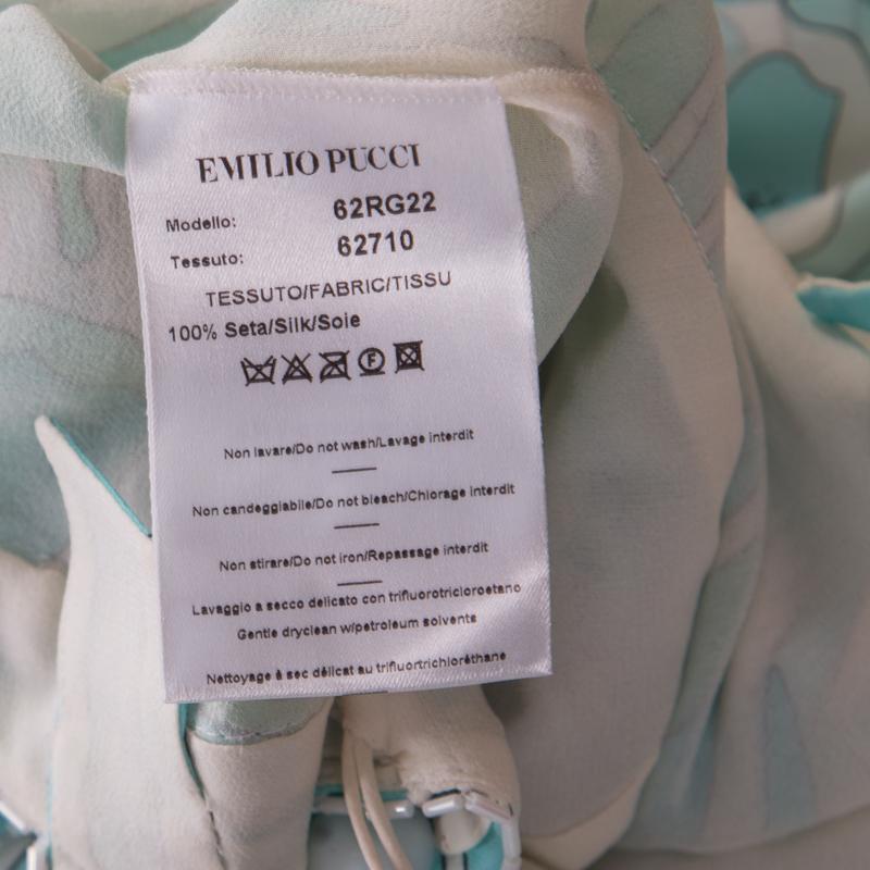 Emilio Pucci Blue and White Embellished Silk Cutout Back Detail Maxi Dress M 1