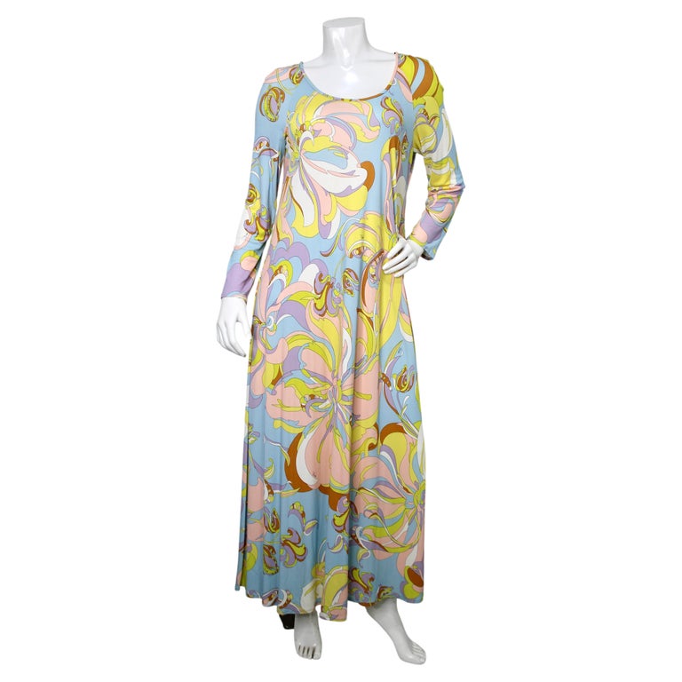 long sleeve pucci dress Emilio Pucci Labirinto-print Maxi Dress