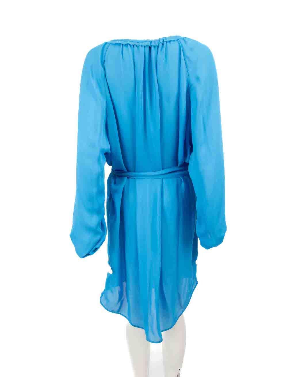 Emilio Pucci Blue Belted Mini Dress Size XL In Excellent Condition For Sale In London, GB