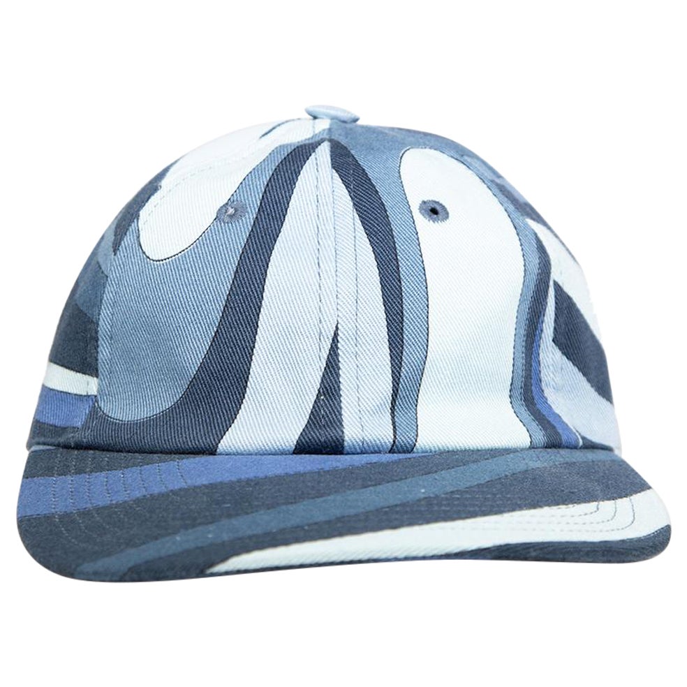 Emilio Pucci Blaue Baseballkappe aus Denim mit bedrucktem Muster