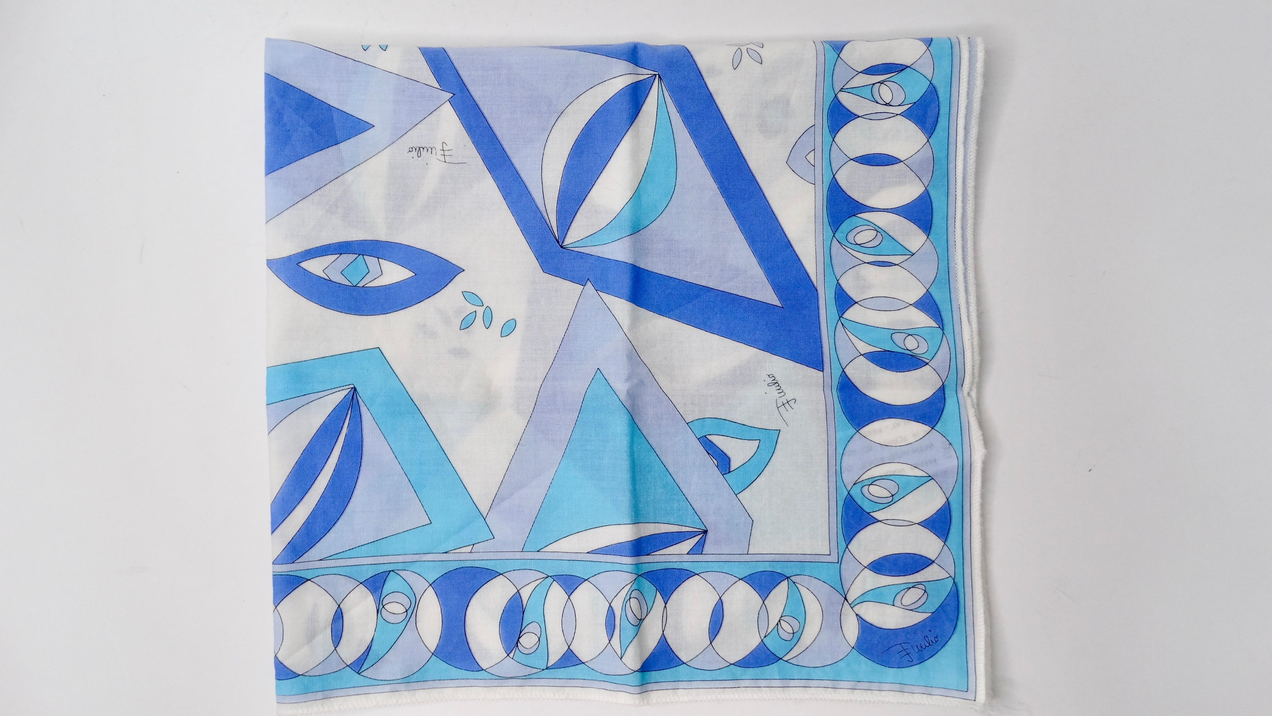 Emilio Pucci Blue Diamond Printed Scarf In Good Condition In Scottsdale, AZ