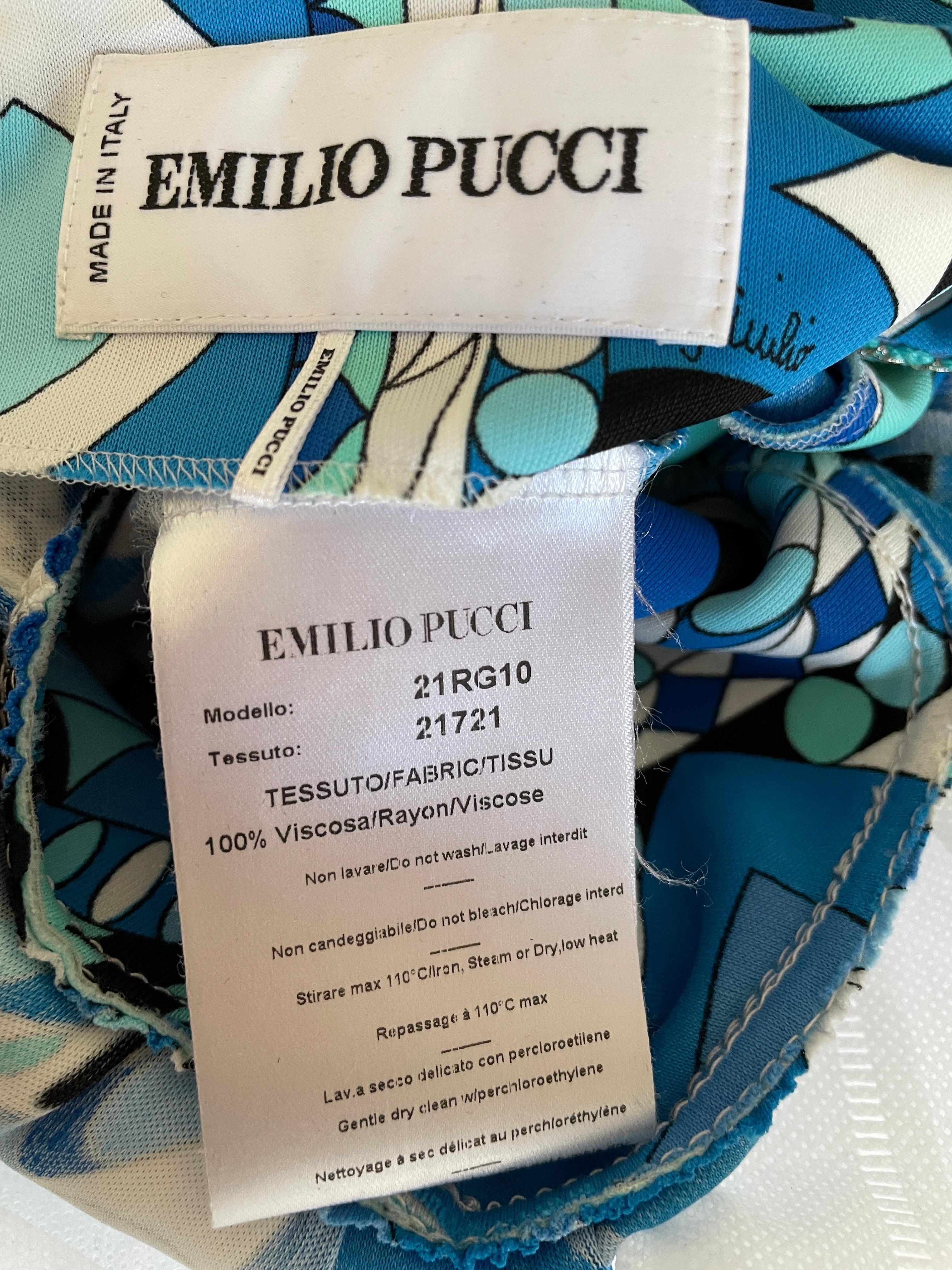 Emilio Pucci Blue Embellished Cocktail Dress from the Lacroix Era  For Sale 4