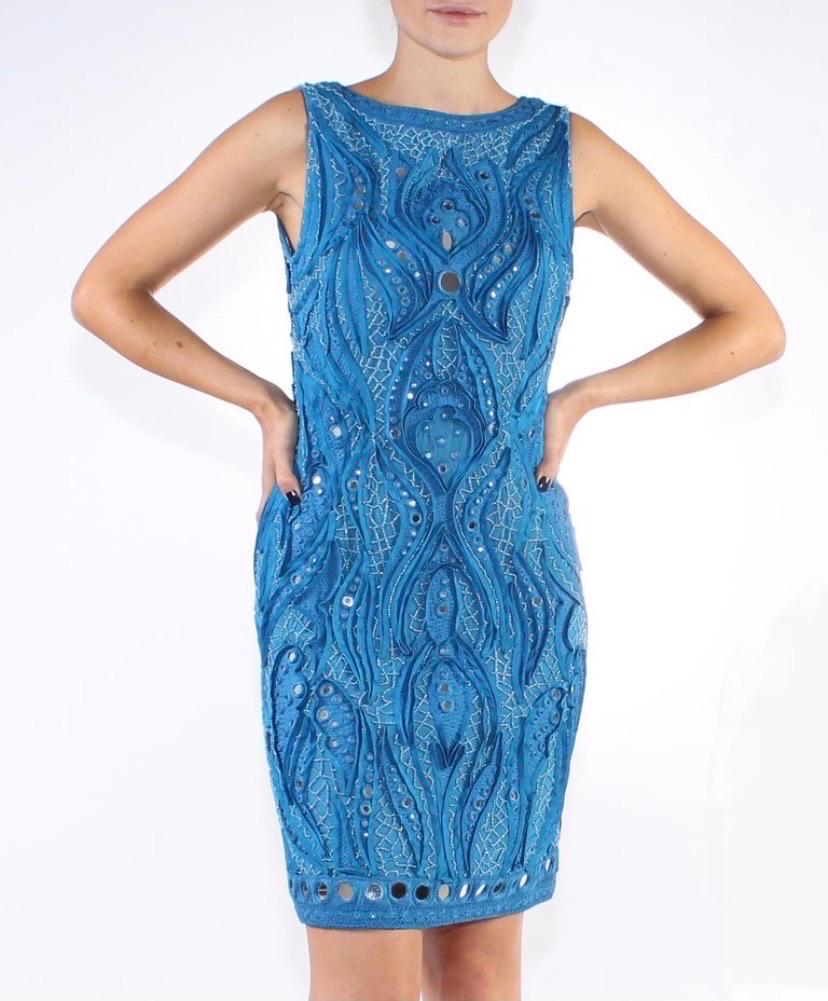 Emilio Pucci Blue Embroidered and Embellished Dress For Sale 1