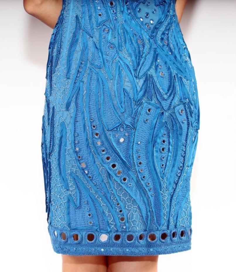 Emilio Pucci Blue Embroidered and Embellished Dress For Sale 2