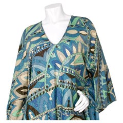 Emilio Pucci Blue Glitter Lurex Print Kaftan circa 1980s