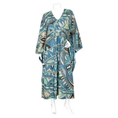 Emilio Pucci Blue Glitter Lurex Print Kaftan circa 1980s