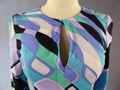 Emilio Pucci Blue Graphic Dress Circa 1980
