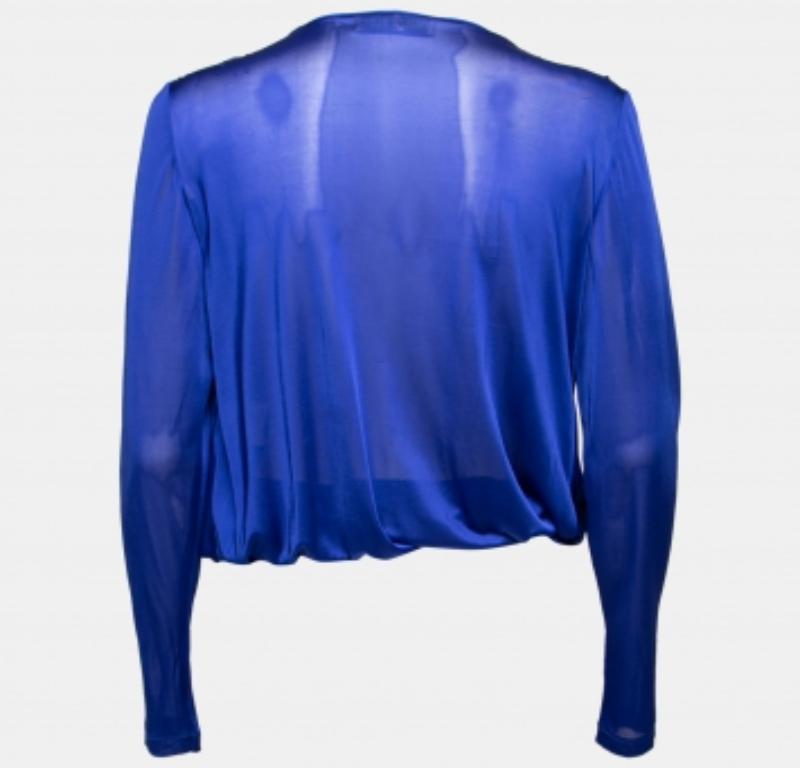 Emilio Pucci Camicetta plissettata effetto wrap in jersey blu M. in vendita 1