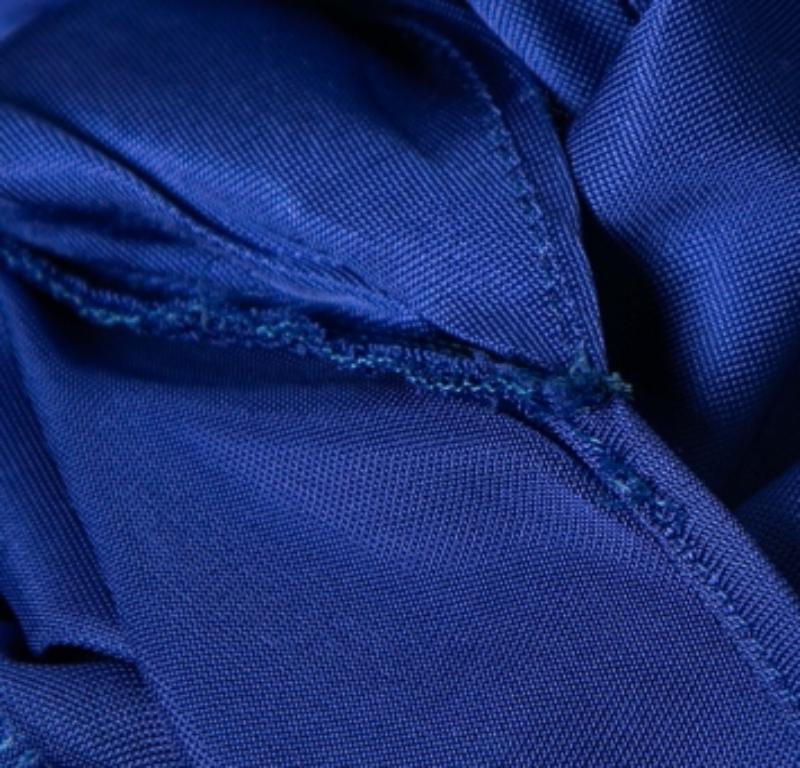 Emilio Pucci Camicetta plissettata effetto wrap in jersey blu M. in vendita 2