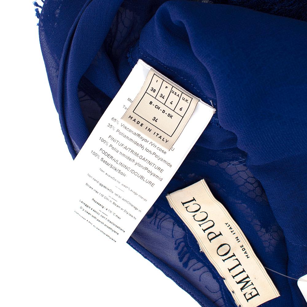 Emilio Pucci Blue Lace Illusion Gown - Size US 0-2 For Sale 4