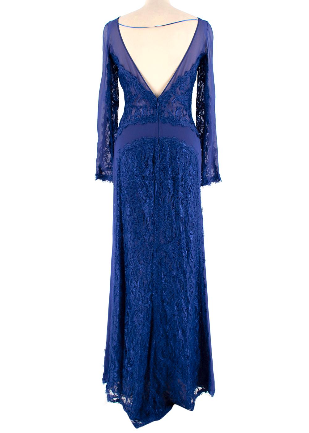 Women's or Men's Emilio Pucci Blue Lace Illusion Gown - Size US 0-2 For Sale