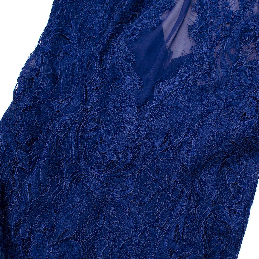Emilio Pucci Blue Lace Illusion Gown - Size US 0-2 For Sale 3