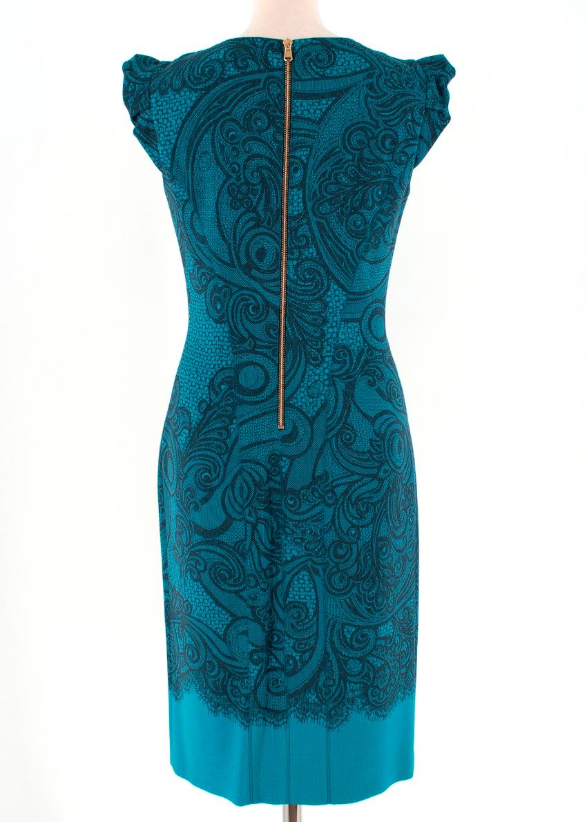 Emilio Pucci Blue Lace Printed Dress - Size US 6 In New Condition For Sale In London, GB