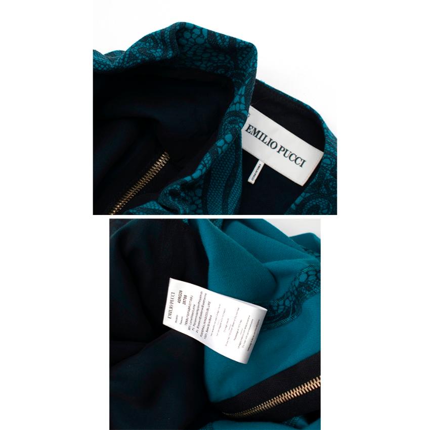 Emilio Pucci Blue Lace Printed Dress - Size US 6 For Sale 2