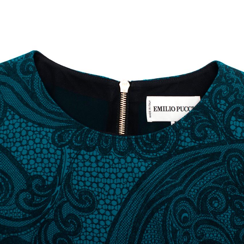 Emilio Pucci Blue Lace Printed Dress - Size US 6 For Sale 5