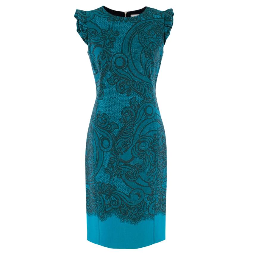 Emilio Pucci Blue Lace Printed Dress - Size US 6 For Sale