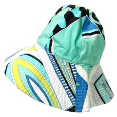 Emilio Pucci Blue Print Cotton Vintage Bucket Hat