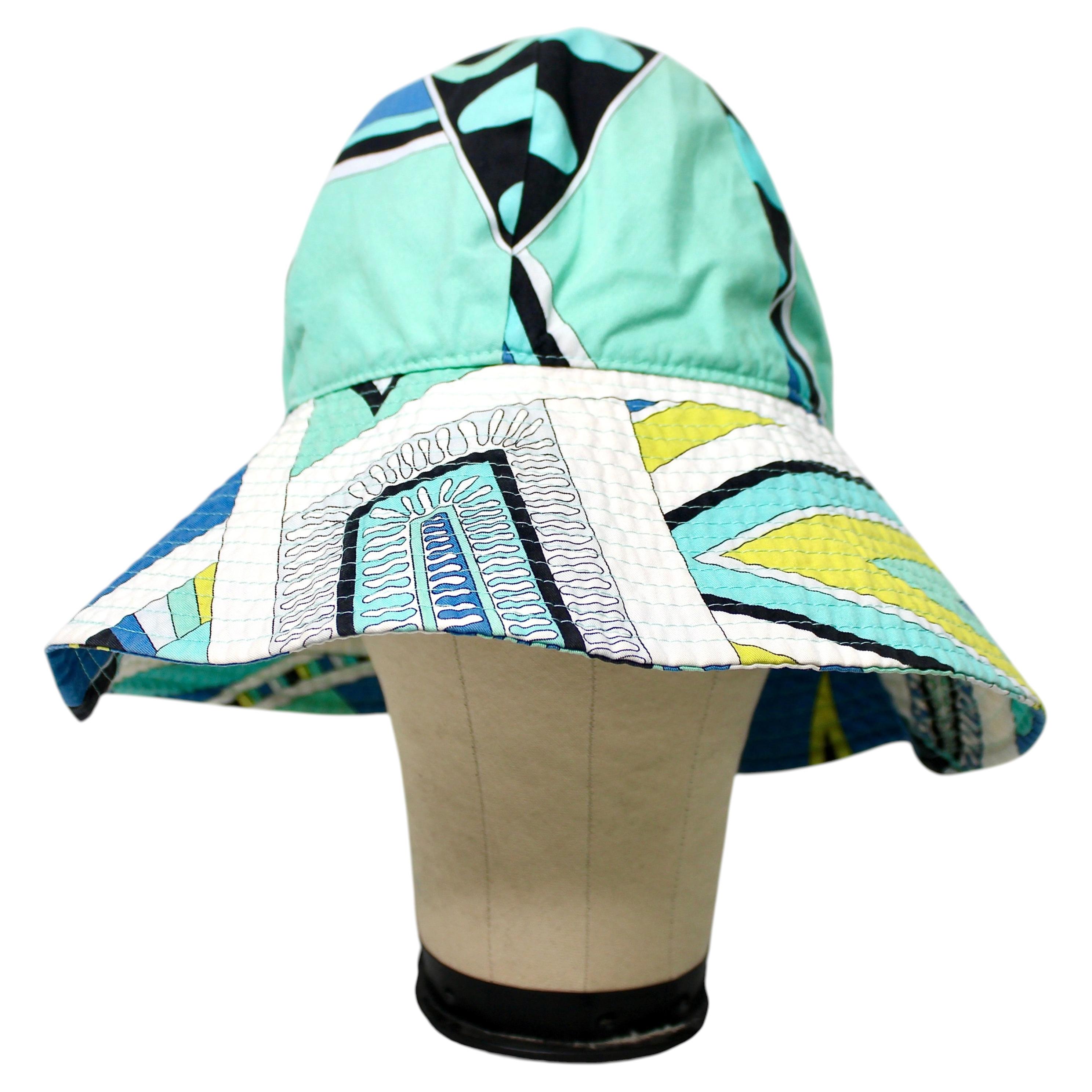 Emilio Pucci Blue Print Cotton Vintage Bucket Hat