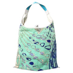 Emilio Pucci Blue Print Terry Cloth Vintage Tote Bag