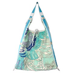 Emilio Pucci Blue Print Terry Cloth Vintage Tote Bag