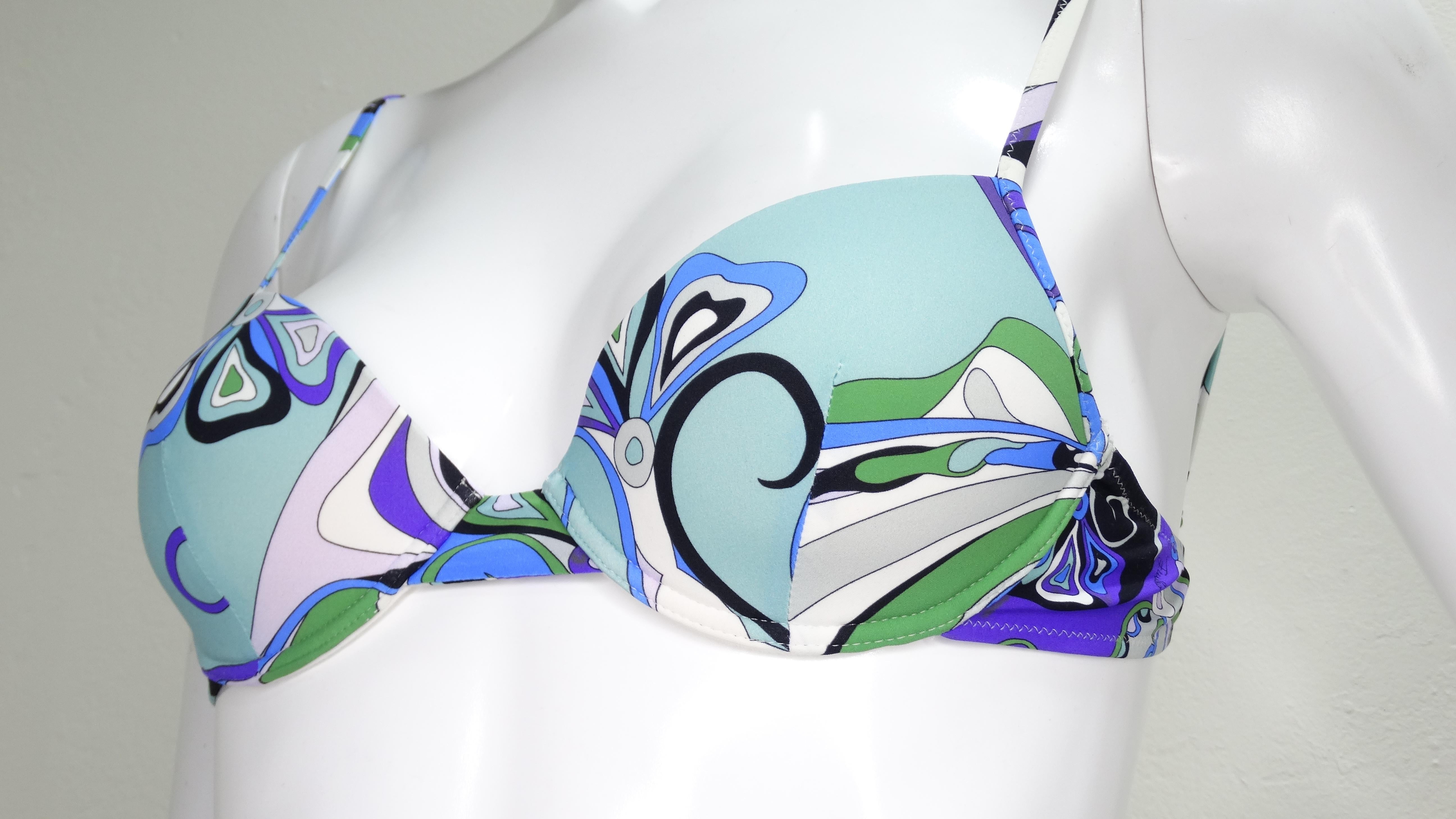 Emilio Pucci Blauer bedruckter Bikini-Badeanzug  im Zustand „Hervorragend“ im Angebot in Scottsdale, AZ