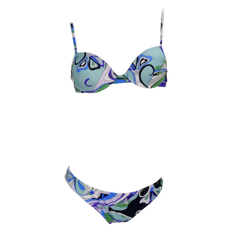 Emilio Pucci Blue Printed Bikini Swimsuit For Sale at 1stDibs | cote de  pablo bikini, pucci bikini, emilio pucci swimsuit