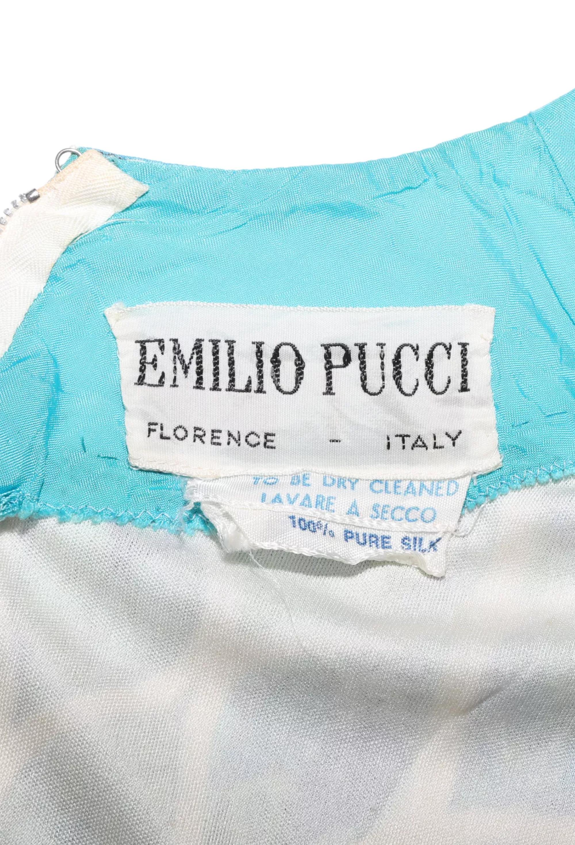 Women's Emilio Pucci Blue Printed Silk Dress For Sale