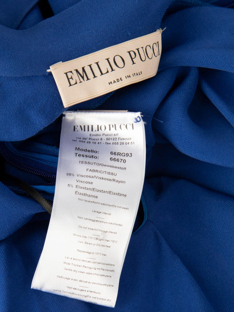 Emilio Pucci Blue Ruffle Neck Tie Dress Size XS For Sale 4