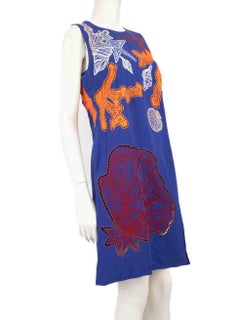 Emilio Pucci Blue Seashell Embroidered Dress Size L
