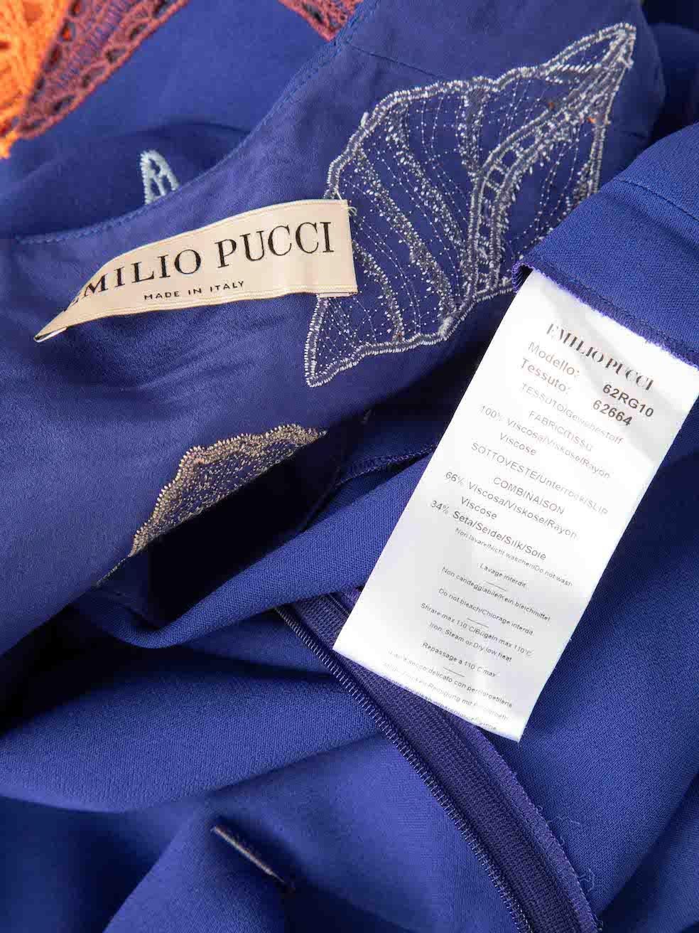 Emilio Pucci Blue Seashell Embroidered Dress Size L For Sale 2