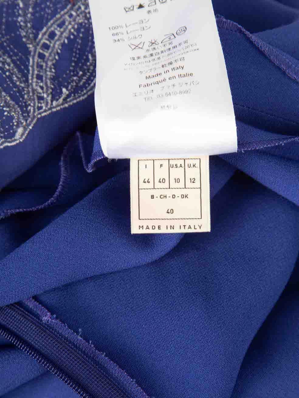 Emilio Pucci Blue Seashell Embroidered Dress Size L For Sale 3