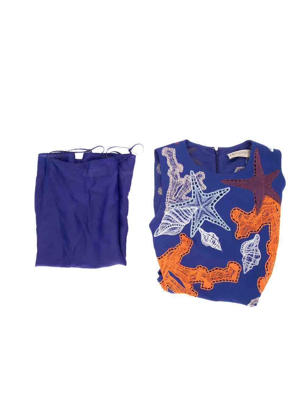 Emilio Pucci Blue Seashell Embroidered Dress Size L For Sale 4