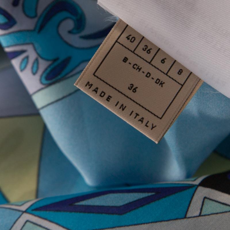 Emilio Pucci Blue Signature Print Silk Dolman Sleeve Jumpsuit S 1