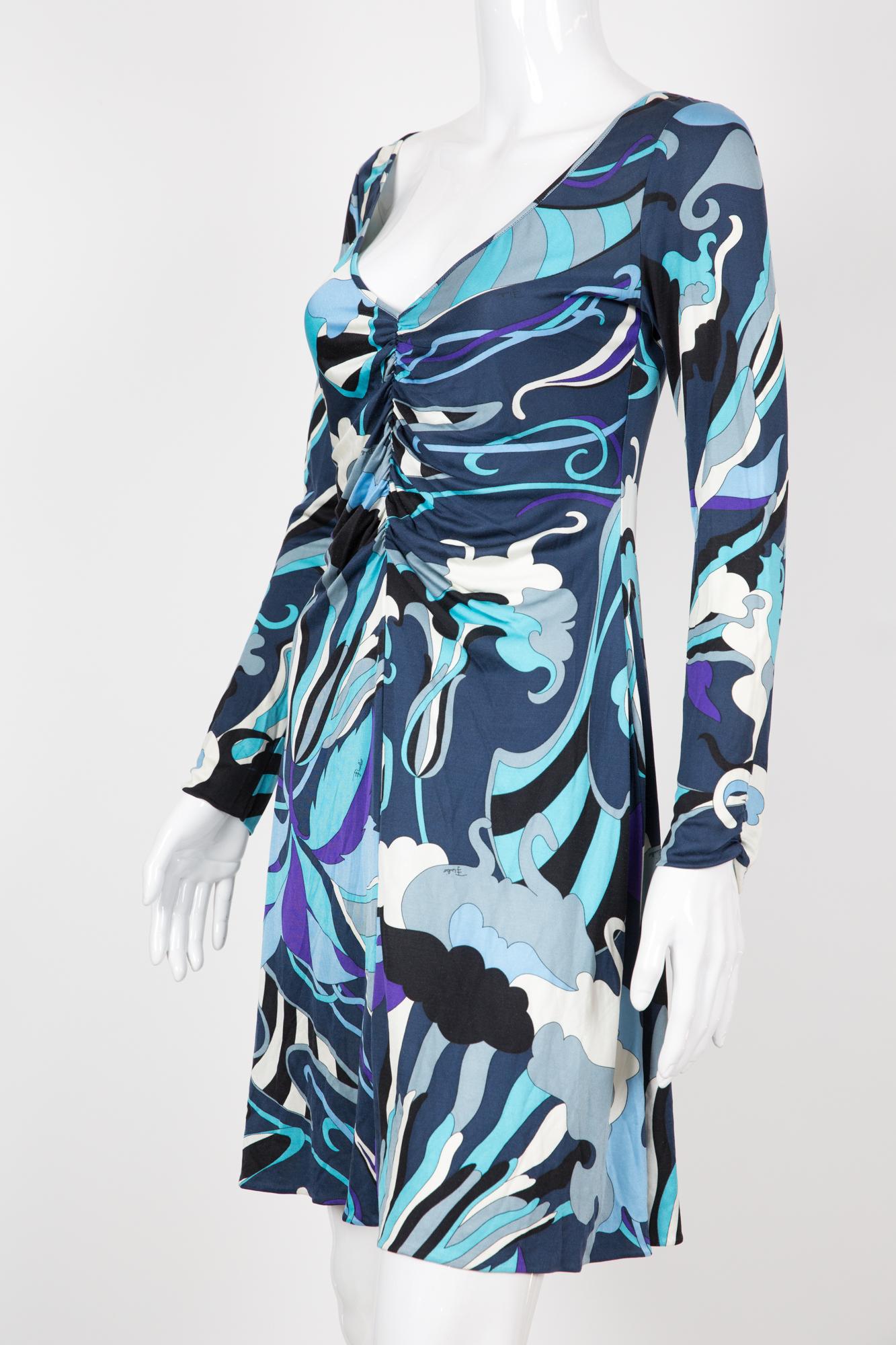 Emilio Pucci Blue Silk Dress In Good Condition For Sale In Paris, FR