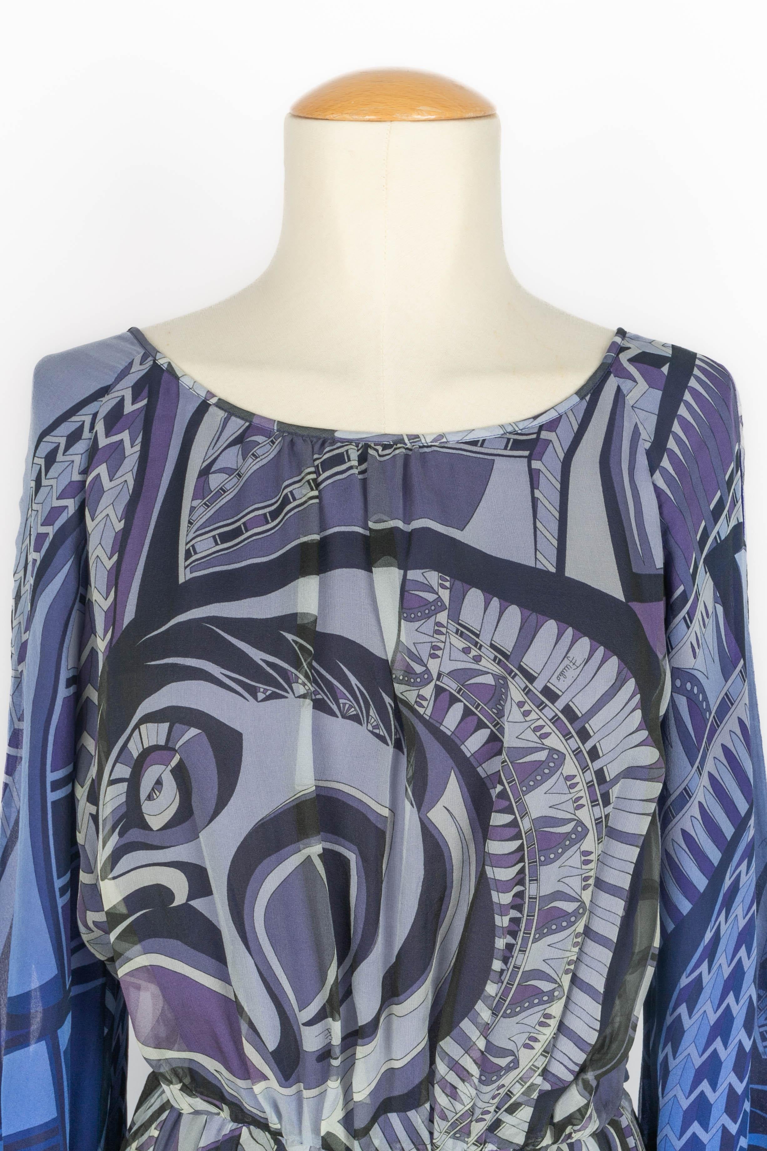 Blu Abito Emilio Pucci in seta blu in vendita